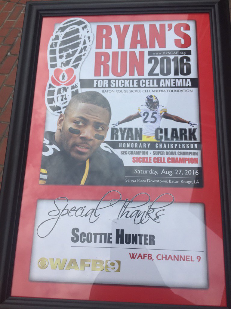 ScottieHunterTV's tweet photo. I appreciate the GREAT people at @BRSickle Foundation for an amazing event! #RyansRun2016 #SickleCellAwareness @WAFB https://t.co/A8PJPOOanq