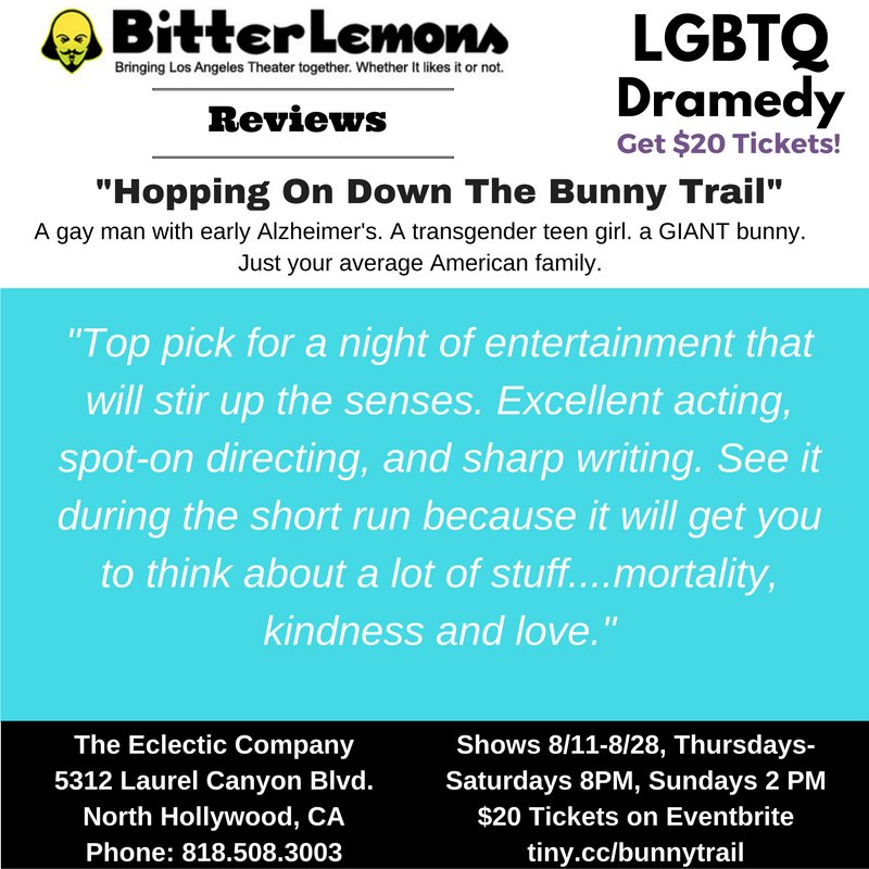 BunnyTrailPlay (@bunnytrailplay) on Twitter photo LA Culture Vultures - Last 2 shows, best #LGBTQ play in town! $20Tix-tiny.cc/bunnytrail. #LAThtr <a href="/LAThtrCritiq/">LAThtr Critiq</a> LA Culture Vultures - Last 2 shows, best #LGBTQ play in town! $20Tix-tiny.cc/bunnytrail. #LAThtr <a href="/LAThtrCritiq/">LAThtr Critiq</a>