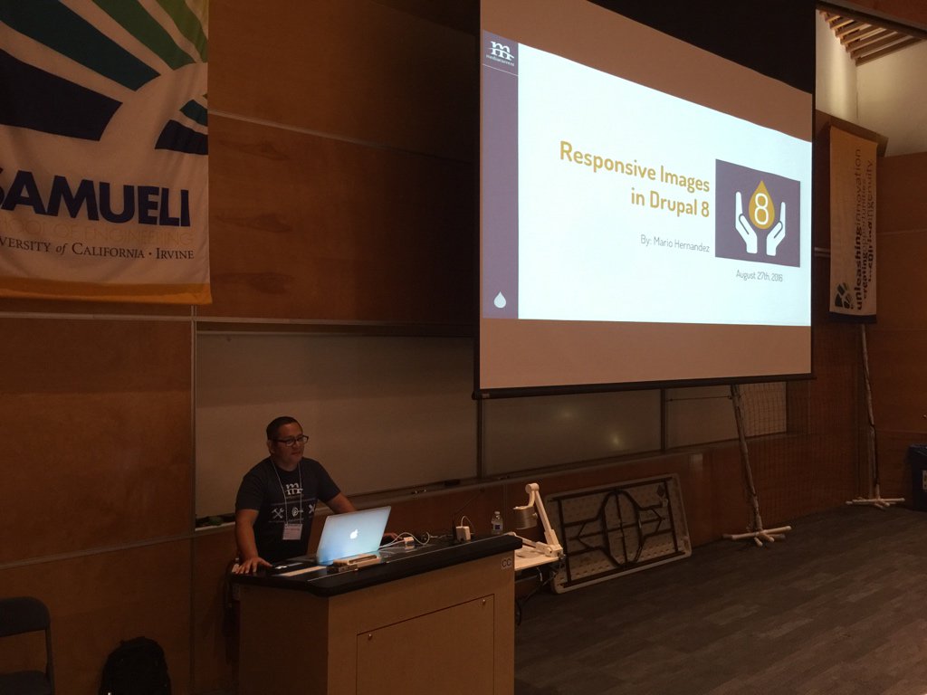 kepford's tweet image. Responsive images in Drupal 8 with @imariohernandez of @mediacurrent #DrupalCampLA
