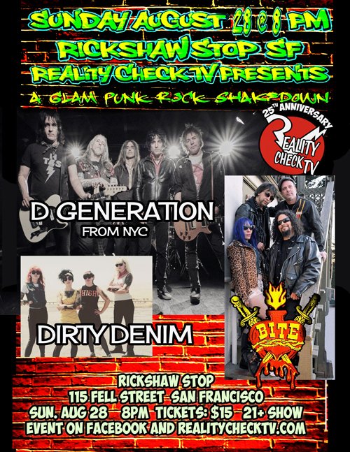 AceRealityCheck's tweet photo. @RealityCheckTV2 Quarter-Century Celebration w/ @DGenerationRock @rickshawstopsf TOMORROW 8/28 8PM! @1077TheBone https://t.co/BvsvJ4OJX3