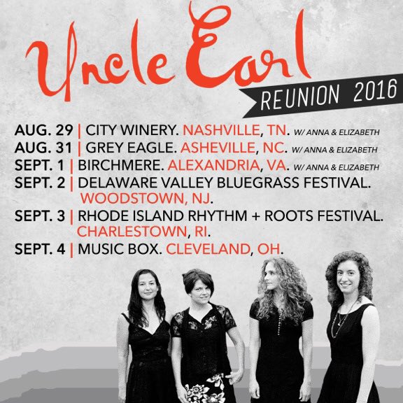Uncle Earl (@uncleearlband) on Twitter photo See you this week! <a href="/CityWineryNSH/">CityWineryNSH</a> <a href="/GreyEagleMusic/">The Grey Eagle</a> @thebirchmere <a href="/MusicBoxSC/">MusicBoxSupperClub</a> @aecrankies See you this week! <a href="/CityWineryNSH/">CityWineryNSH</a> <a href="/GreyEagleMusic/">The Grey Eagle</a> @thebirchmere <a href="/MusicBoxSC/">MusicBoxSupperClub</a> @aecrankies