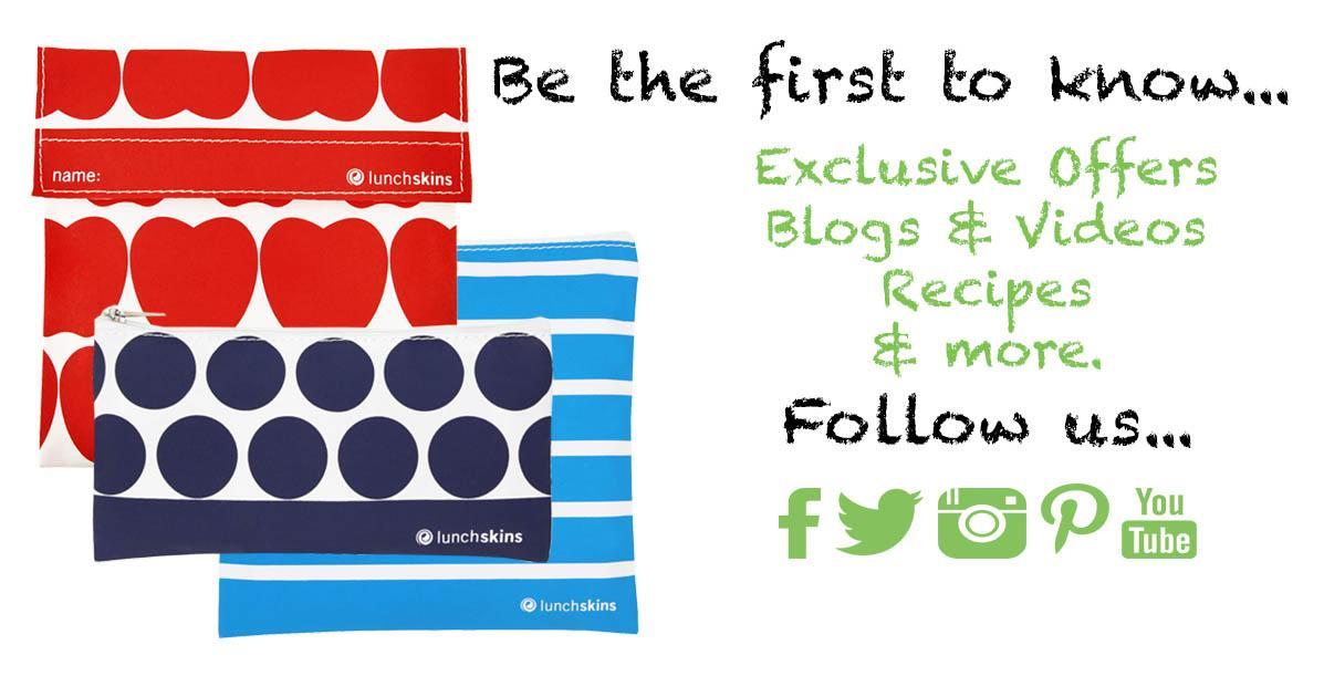 Follow <a href="/lunchskinsbags/">LunchSkins</a> today for special promos, recipes, blogs, and more! - sot.ag/5m9kc