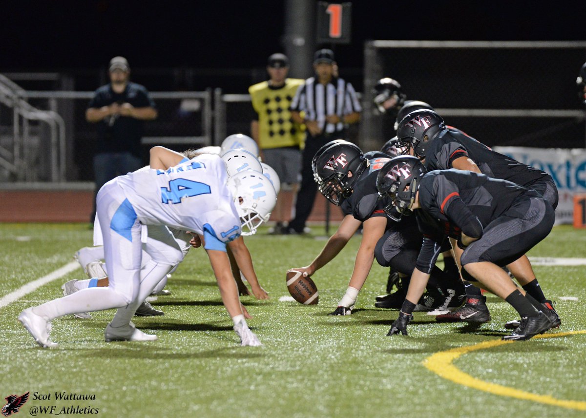 The offense getting ready to fire off the ball against DV. <a href="/WFFootballTeam/">WF Football Boosters</a> <a href="/WFHSBigRedRage/">BIG RED RAGE</a>