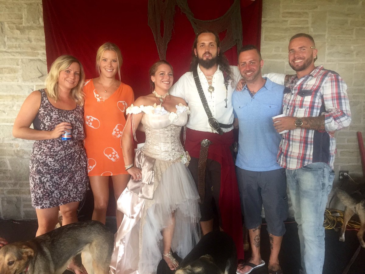 thesherryholmes's tweet photo. Congratulations to some past crew members #andrewandnichole #piratewedding @theglenc @nicolecoyle82 #babeontheright https://t.co/9mqz08Km4a