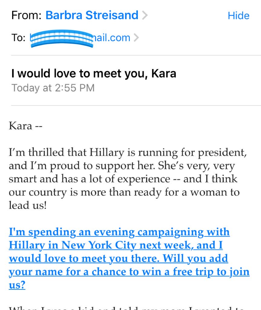 I've made it. Babs wants to meet me.