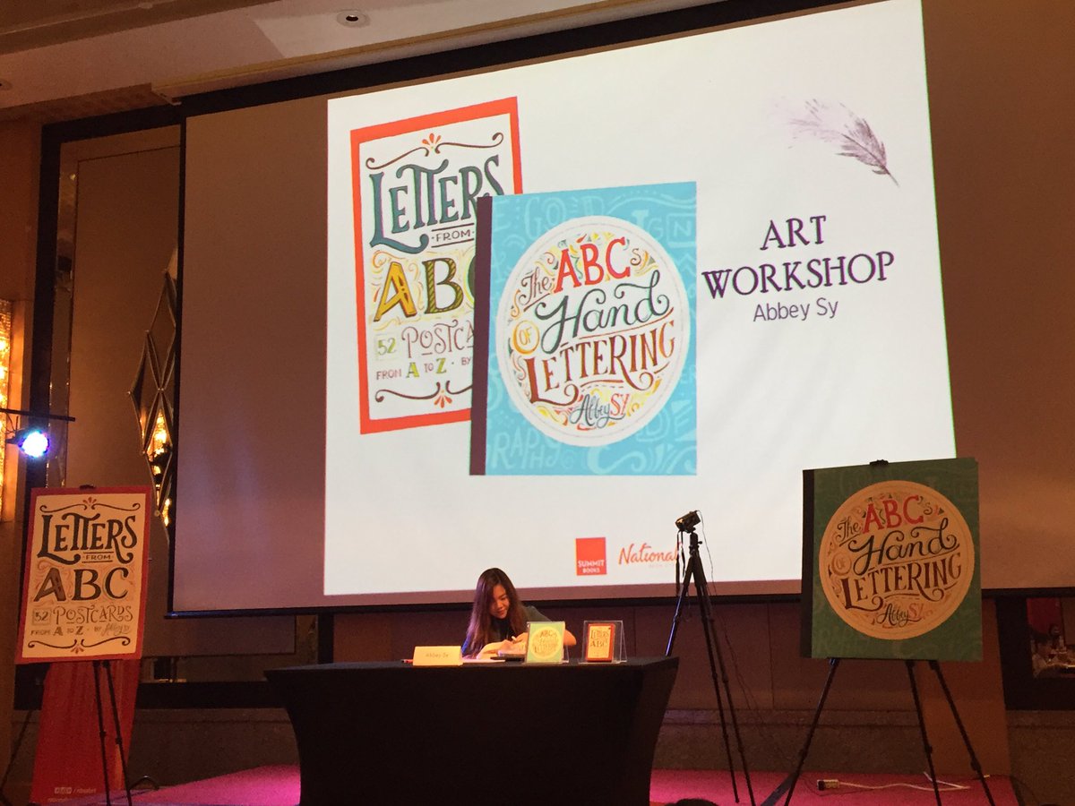SummitBooks's tweet photo. Letterer and bestselling author @abbeysy is now here for her #ABCsOfHandLettering workshop! #GoReadWrite2016 https://t.co/lCUICRWv88