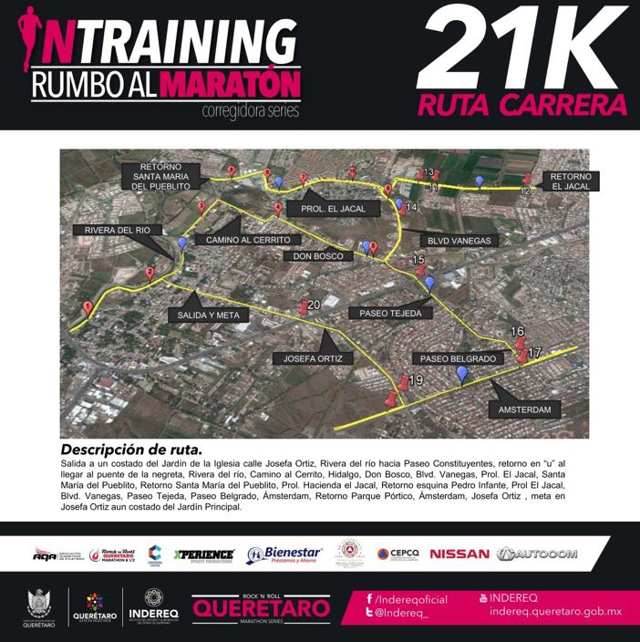 ErikaContrera's tweet photo. #Querétaro Tome precauciones este domingo cierres viales en Corregidora #Maraton #NTraining 21km Aquí la ruta ---> https://t.co/61UljQxkFb
