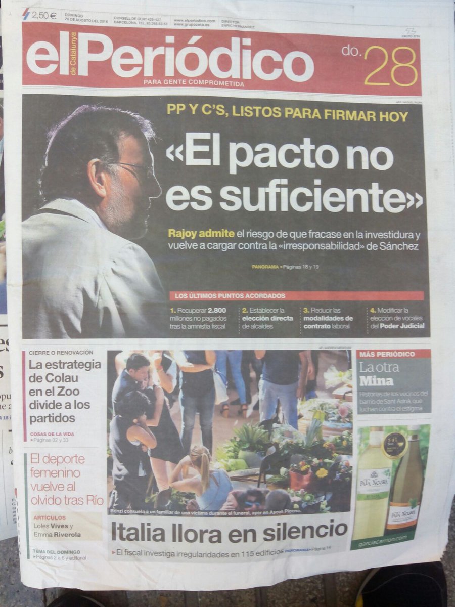 quiscocolon's tweet photo. @elperiodico #domingo #suplemento #portadasdeldia ya en tu quiosco https://t.co/n01ZWZs7Vi