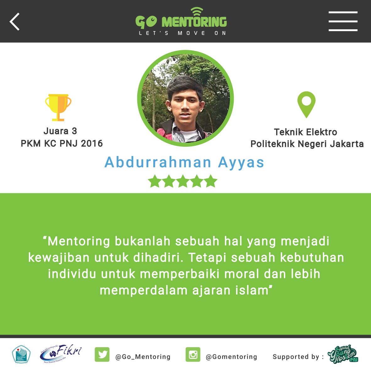 Go_Mentoring's tweet photo. Ternyata peraih juara PKM ini ikut mentoring loh, #yukmentoring  :) https://t.co/7UFyoEOKh7