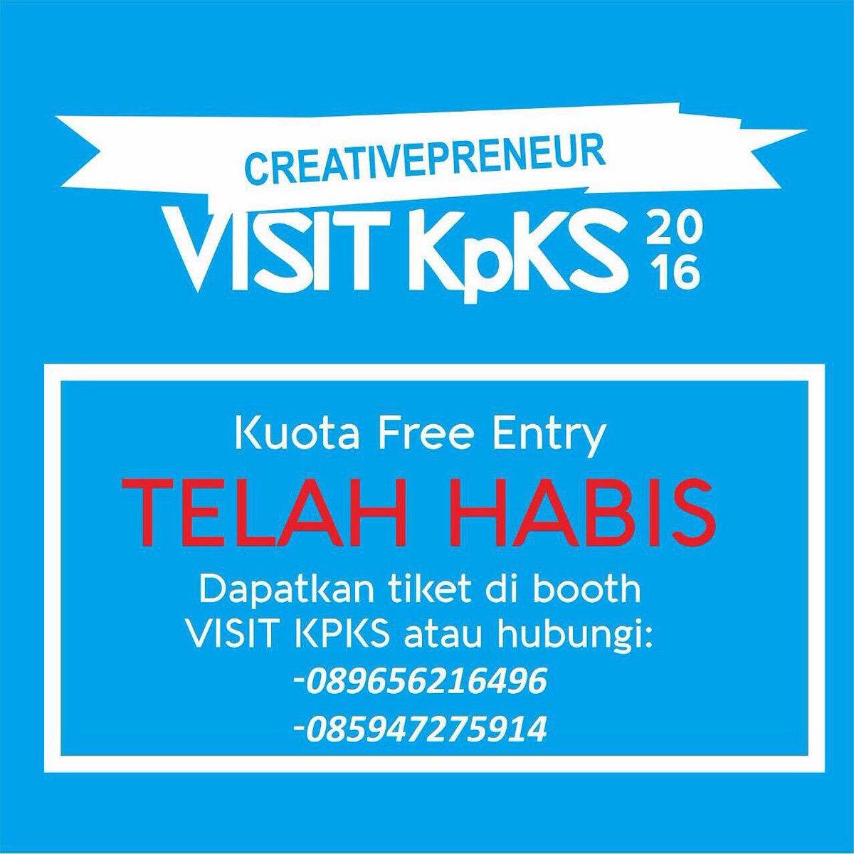 [RESMI] FREE ENTRY DITUTUP

Dikarenakan pendaftar sangat membludak. Maka kuota free entry TELAH HABIS.