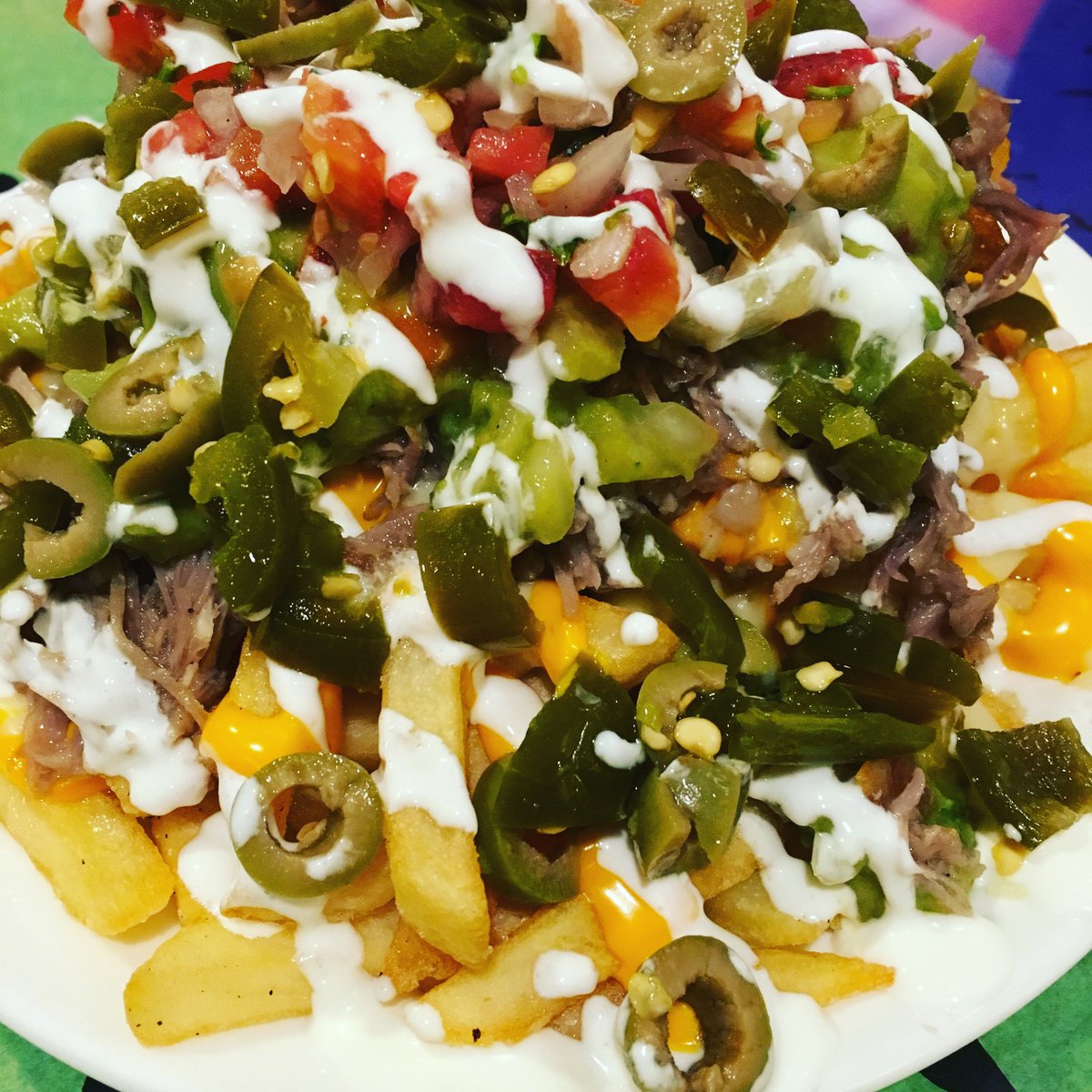 tacosandsalsa's tweet photo. Tijuana fries with pork carnitas! 
#mexicanfood #mexicanbkk #fries #carnitas #jalapeño #paralacruda #lovemexicanfood https://t.co/pz4pXEJSlC