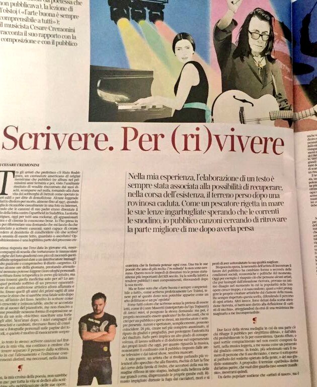 CremoniniCesare's tweet photo. Oggi mi trovate in edicola su @La_Lettura del @Corriere. Scrivere. Per (ri)vivere.#lalettura #musica https://t.co/SvQLGvNxa7