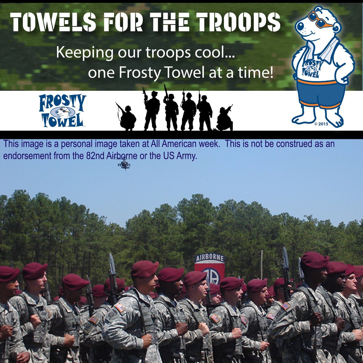 TennTripGuides's tweet photo. Our troops need to cool off... They need a @frostytowel. Donate one today: https://t.co/Qm1EppR3EO #help #Sunday https://t.co/q55LAh4fBC