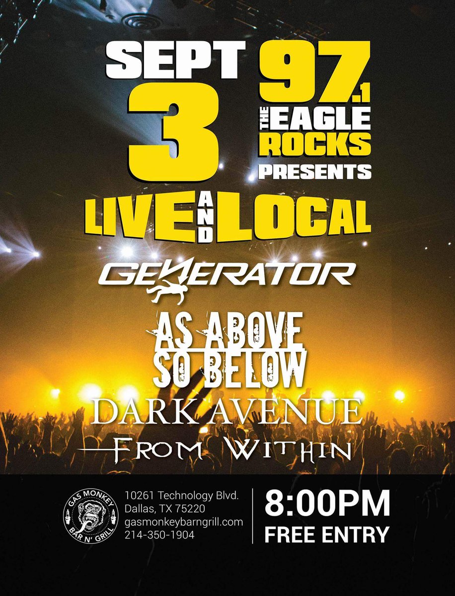 This Saturday! ! Free tickets still available hit us up. ..Listen tonight for Generator between 11pm and Midnight.