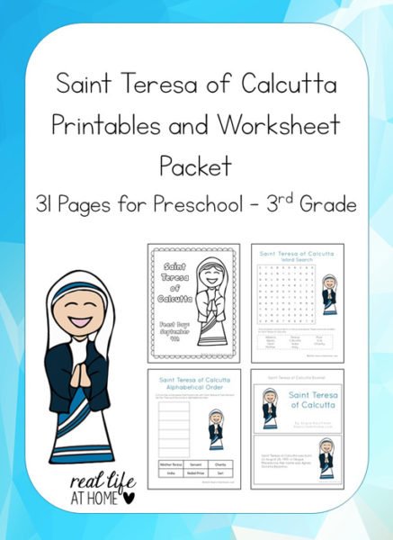 RealLifeAtHome's tweet photo. Saint Teresa of Calcutta Printables (Mother Teresa) #CatholicKids #CatholicPrintables https://t.co/y9Dobo0txj https://t.co/aWgmg4EDg8
