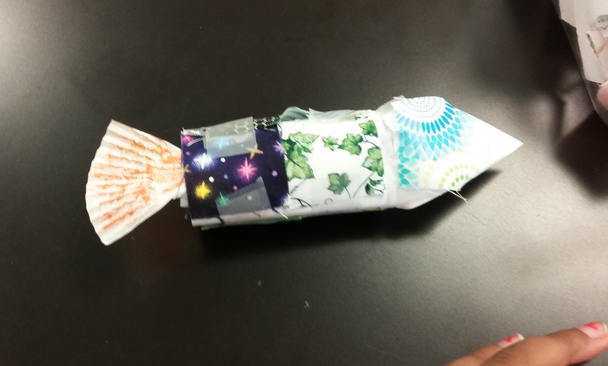 bquentin3's tweet image. #makerslowchat W/ a box of random material, markers, glue, &amp;amp; scissors. Directions: make something.