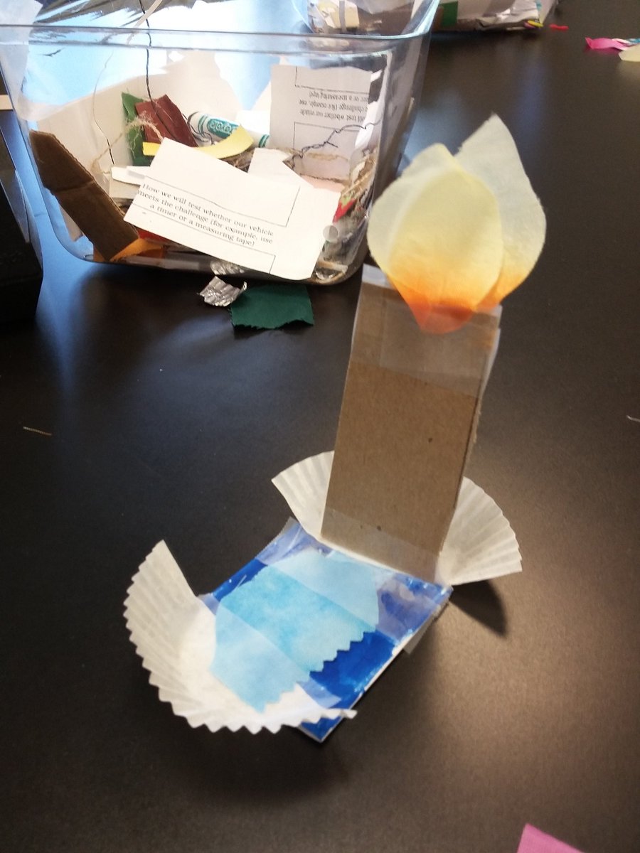 bquentin3's tweet image. #makerslowchat W/ a box of random material, markers, glue, &amp;amp; scissors. Directions: make something.