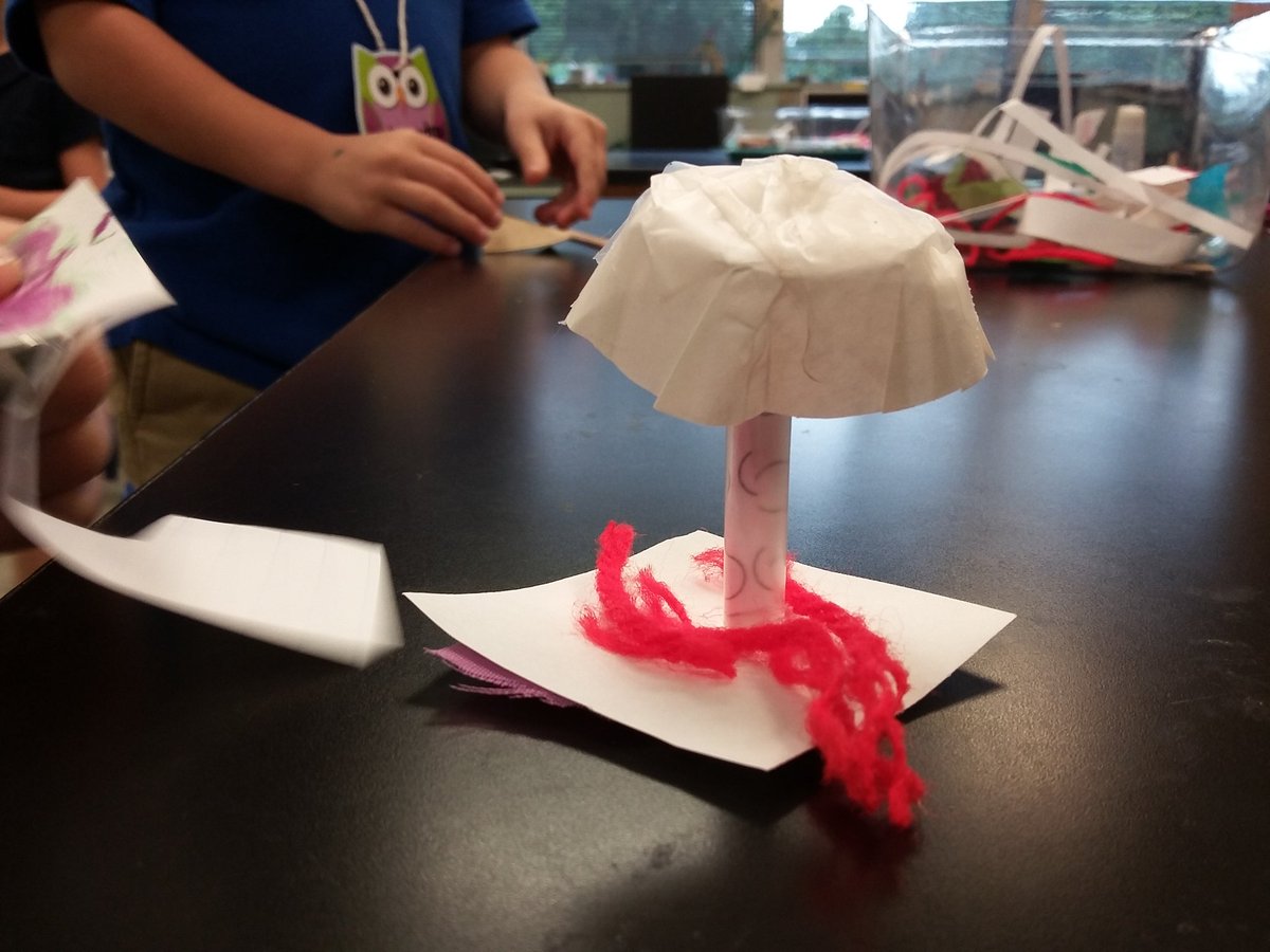 bquentin3's tweet image. #makerslowchat W/ a box of random material, markers, glue, &amp;amp; scissors. Directions: make something.