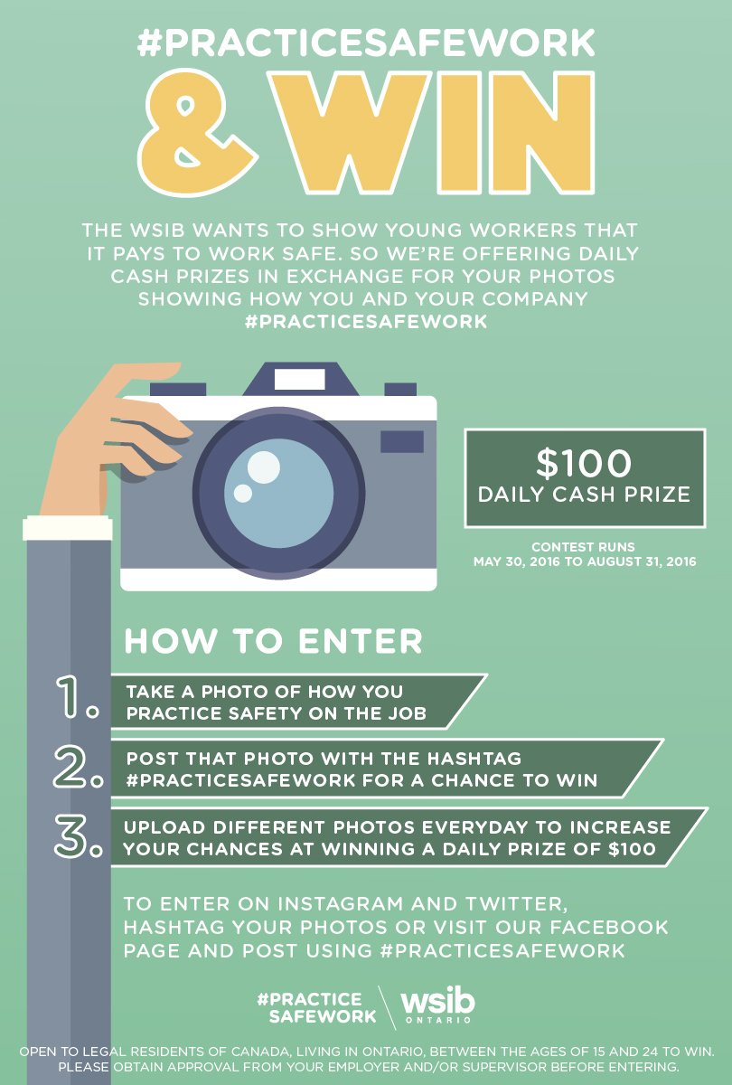 UTSC's tweet image. #UTSC young workers: Share your #PracticeSafeWork pic &amp;amp; @WSIB may choose you to win $100!