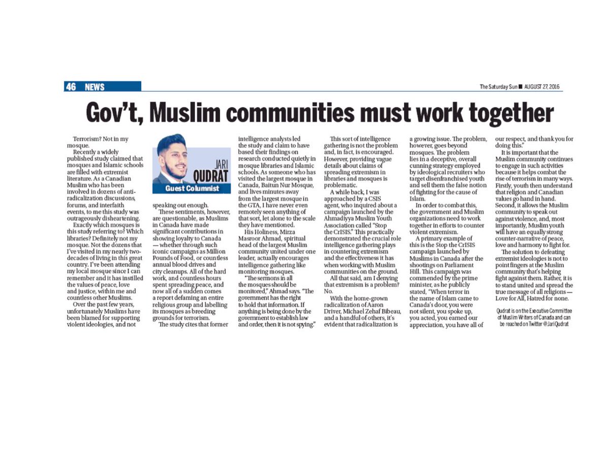 Jariullah_Adnan's tweet photo. The Government needs to work with Muslim communities to combat the rise of extremism. #NotInMyMosque https://t.co/1kOEh5c8mU