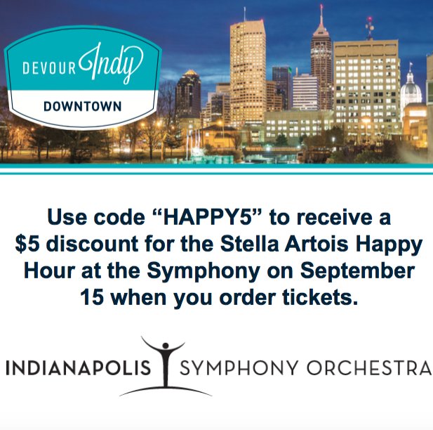 DevourIndy's tweet image. Here's another special deal only for #DevourIndy for the @Indy_Symphony