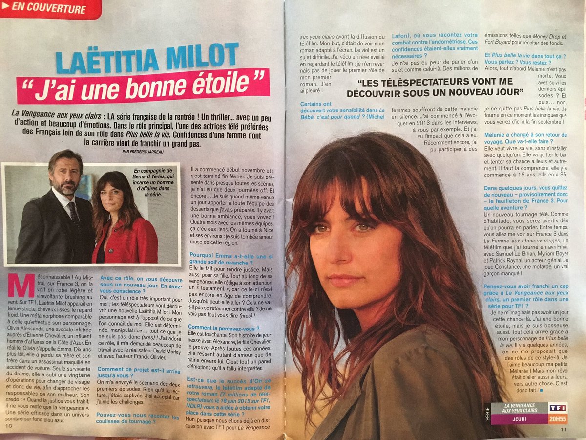 <a href="/LMilotOfficiel/">Laetitia MILOT</a> dans <a href="/telemagazine/">Télé Magazine</a> ! Encore une belle interview avec une belle actu 🌟💗