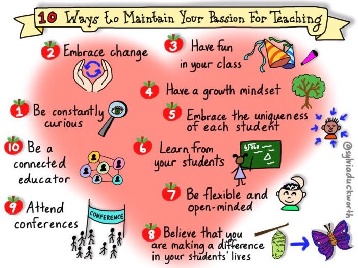 justintarte's tweet photo. 10 ways to maintain your passion for #teaching: via @sylviaduckworth #education https://t.co/TEuXb8c7sR