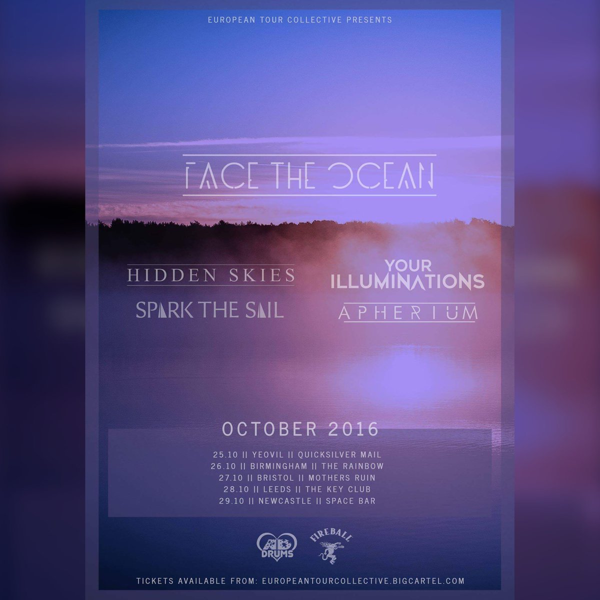 #October we are going back on tour!! Don't miss out! Tickets available at facetheoceanshop.bigcartel.com