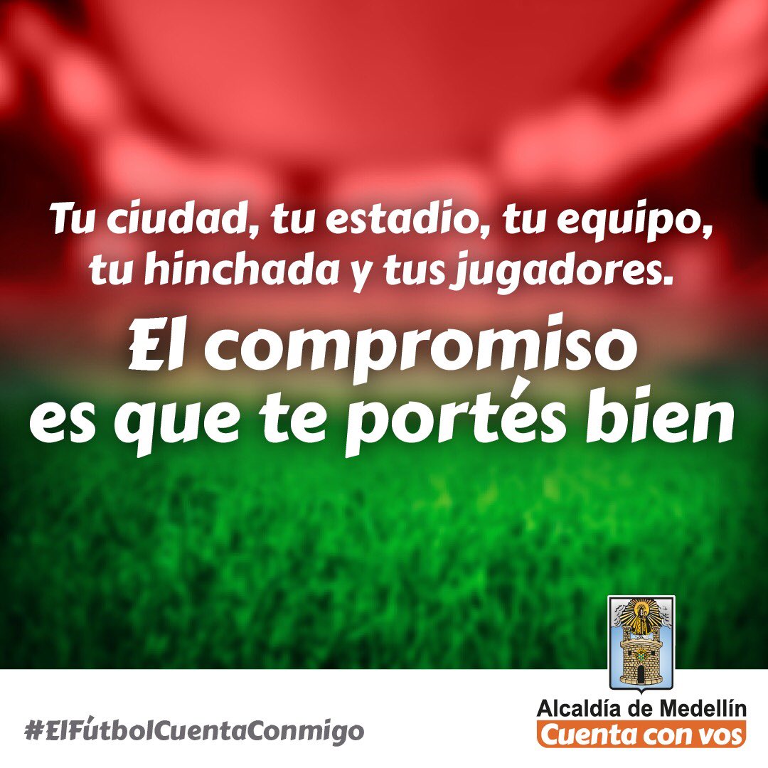 INDERMEDELLIN's tweet photo. Vivamos en convivencia el clásico paisa de campeones. Que la pelota no se manche #ElFutbolCuentaConmigo https://t.co/8FiGsqonlg