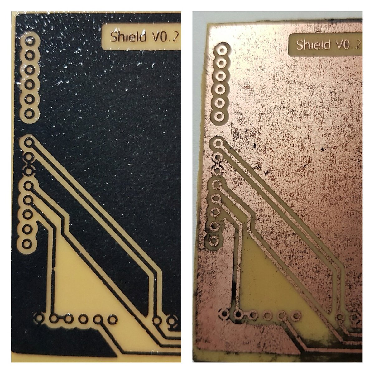 victorhamc's tweet photo. Pcb made at home #maker #arduino https://t.co/2qY76tISDi