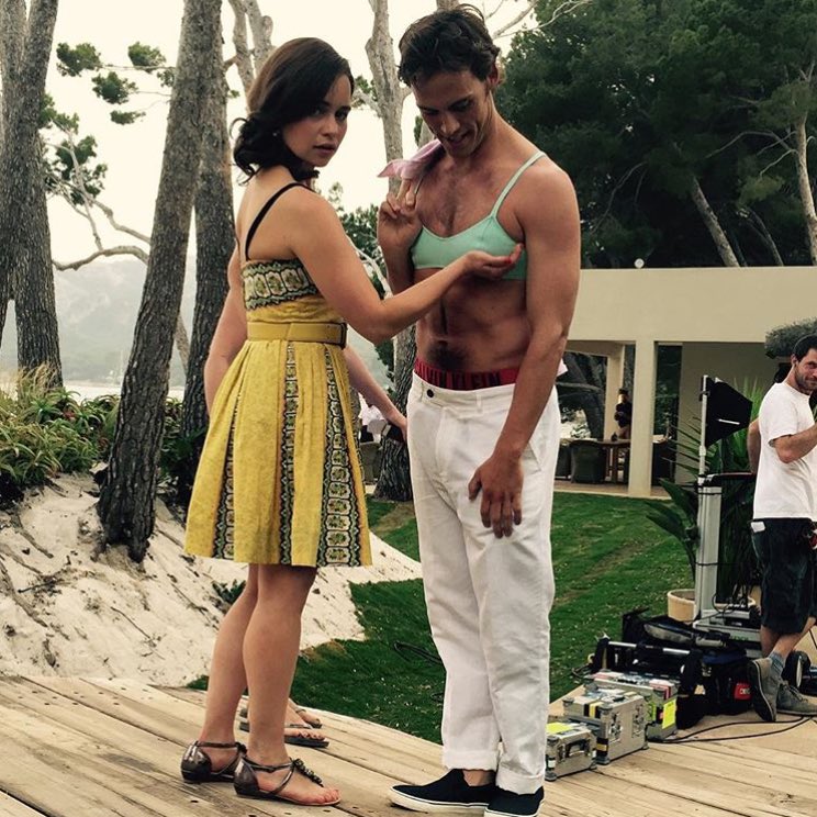 badpostemilia's tweet image. emilia clarke and sam claflin are the cutest