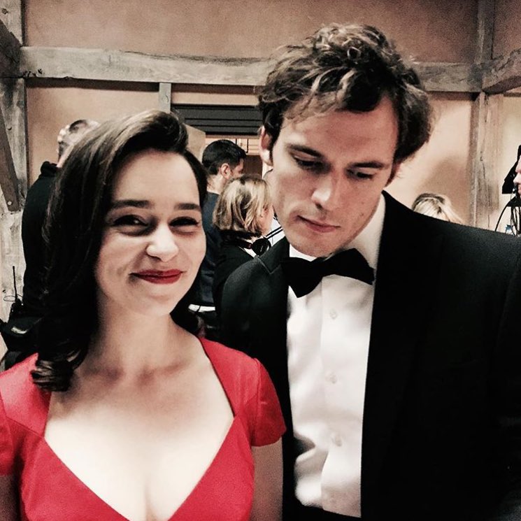 badpostemilia's tweet image. emilia clarke and sam claflin are the cutest