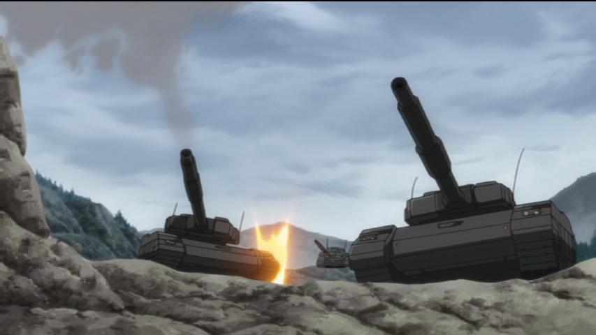 Yoshiyuki V Twitter コードギアスか 日本軍と日本解放戦線の90式戦車 は若干違いがあるんだよな 亡国のアキト 小説版では10式戦車も登場するけど グラスゴーにボコられる役