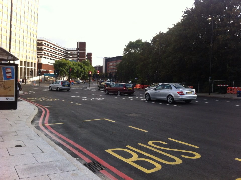 New vistas from 484 bus stop in Lewisham! Traffic flowing well, though some puzzled faces.