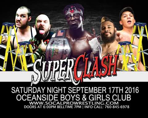 AnthonyIdol's tweet photo. #SuperClash @SoCalPro Sept. 17th ladder match! @Adrian__Quest @ju_dizz @UpAndyBrown @dirtydirtydoug @BigDaddyDestro https://t.co/FqSYrirGfa