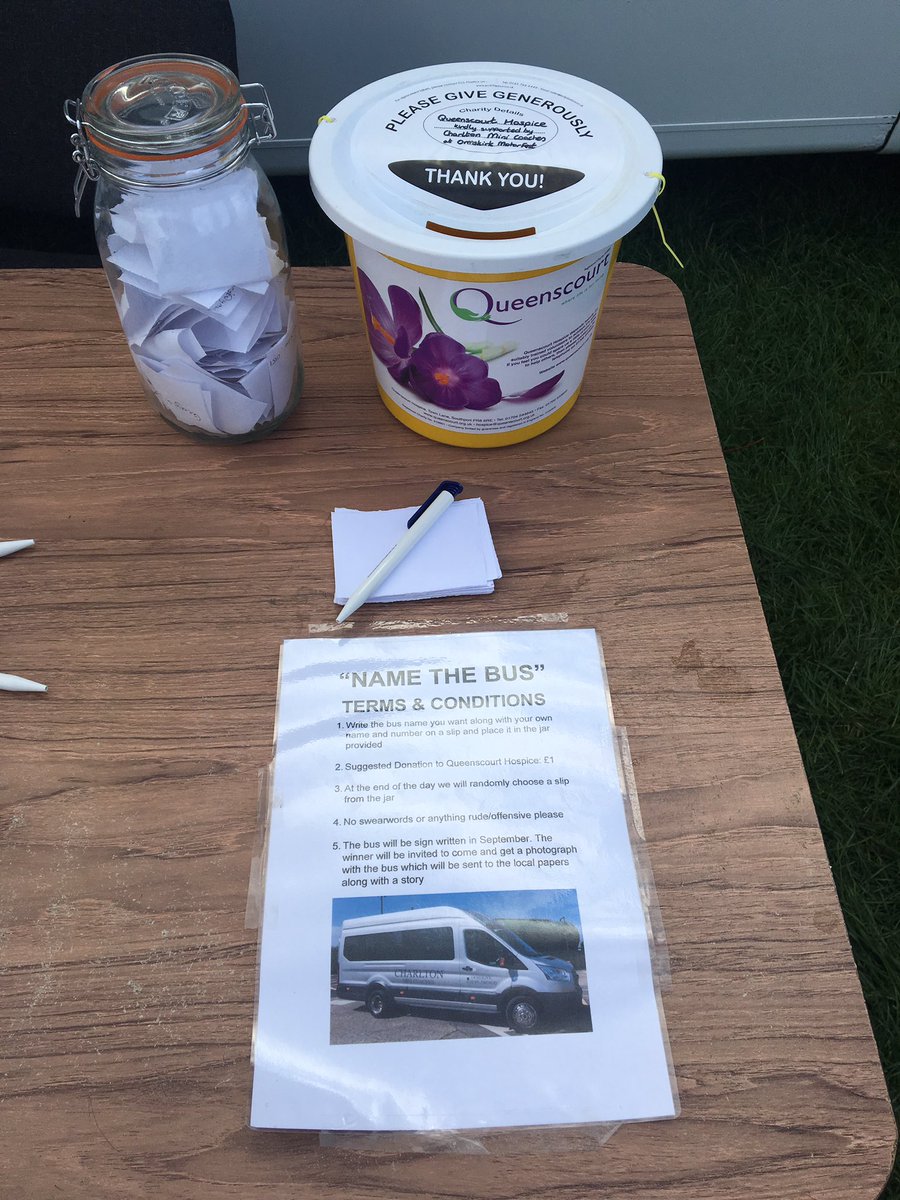 61 people entered our "name the bus" competition today at <a href="/OrmskirkMfest/">Ormskirk MotorFest</a> with all donations going to <a href="/QCHospice/">Queenscourt Hospice</a>