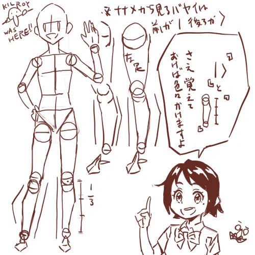 @cocu_44 デフォルメの範疇として、正面の向いた場合の内側のふくらはぎの膨らみをほぼ描かず、直線っぽく描く人もおるンゴよ。よって、描きにくい場合は、直線で描いてしまうのも手ではないかと思うんゴよ。 