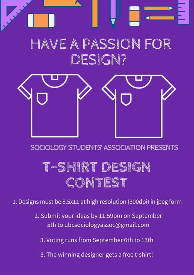 ubcSSA's tweet photo. Be the mastermind designer behind this year's SSA t-shirts! We're scoping for the best designers. Join the contest! https://t.co/POJsy7YzEz