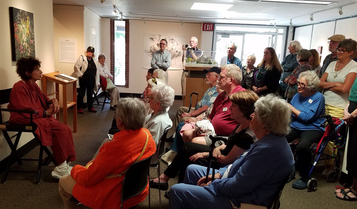 SLOMuseumofArt's tweet photo. Carol Goldmark's paintings draw a crowd! #arttalk #sloma #decayisbeautiful #art https://t.co/rJbCJzewM5