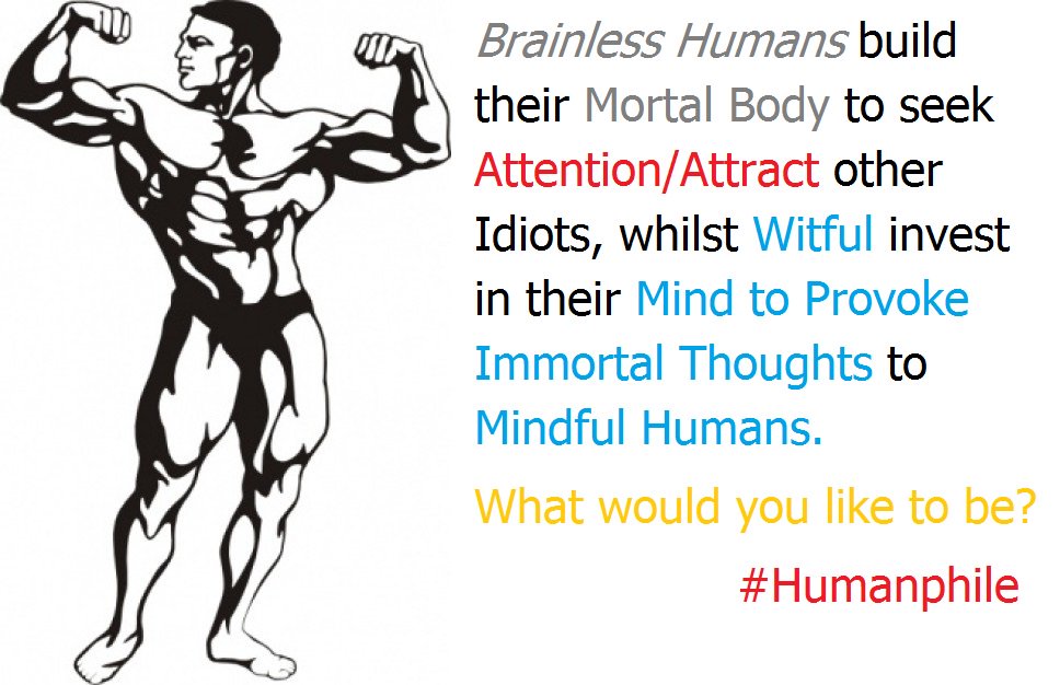 humanphile_'s tweet photo. #Brainless #humans #build their #mortal #body to #seek #attention or #attract other #idiots whilst ....
#Humanphile https://t.co/vEpjKV7pHN