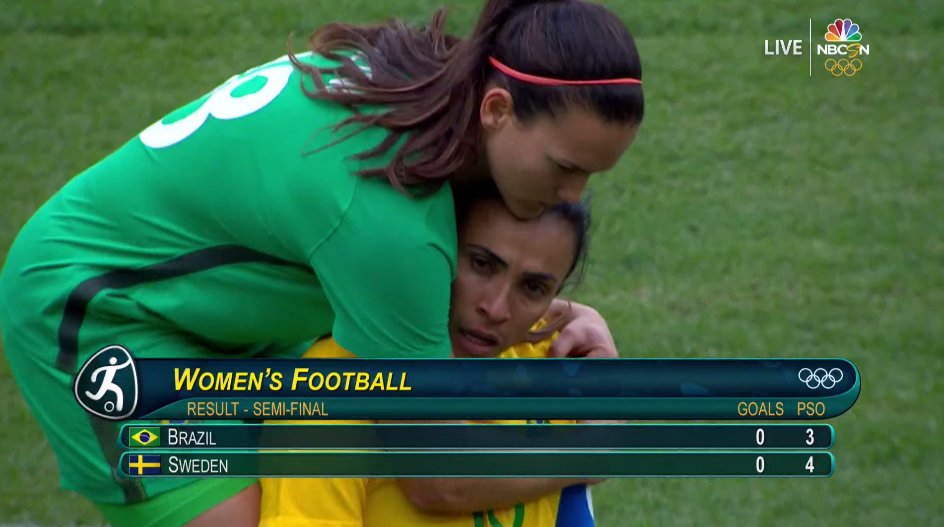 NBCSportsSoccer's tweet photo. Sweden stuns Brazil and will play in the Women's #Football Final! #Rio2016 https://t.co/5qOkEDAq5i