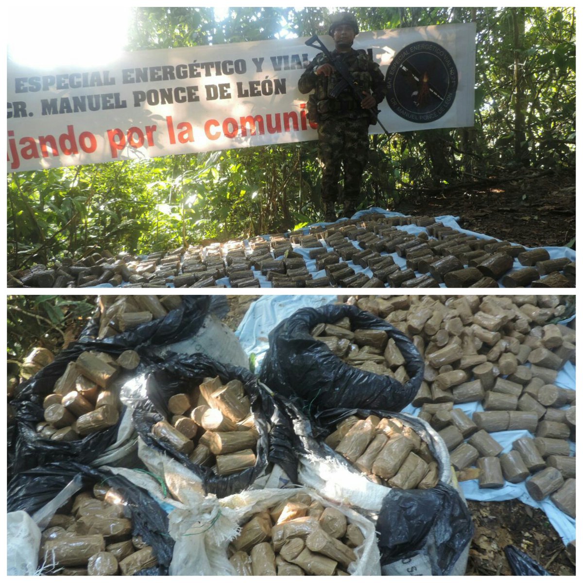 COL_EJERCITO's tweet photo. Hallan 2 depósitos ilegales que contenían 2.950 artefactos explosivos improvisados en #Putumayo. Vía @Ejército_Div6 https://t.co/3mSWa8Qvig