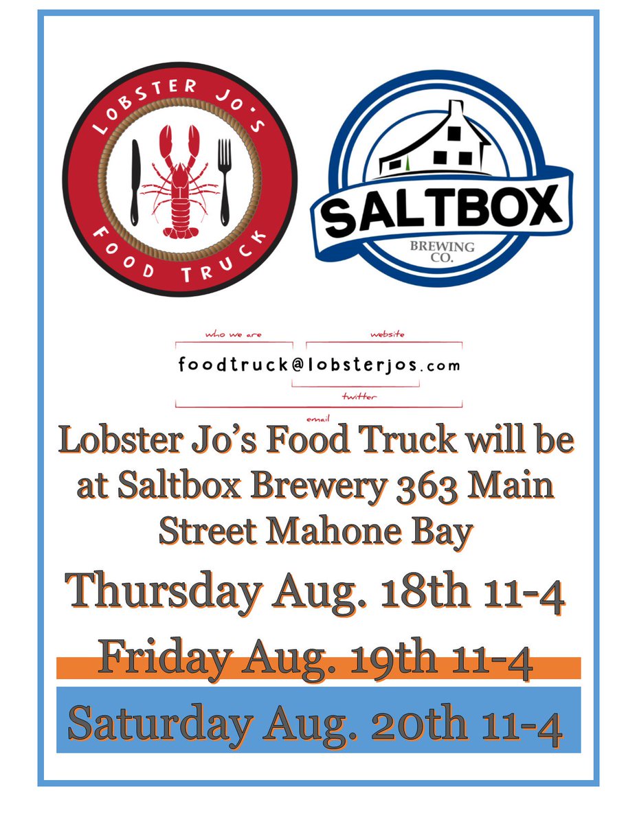 We'll be at @saltboxbrewery this week and the Mahone Bay Flea Market on Sunday!