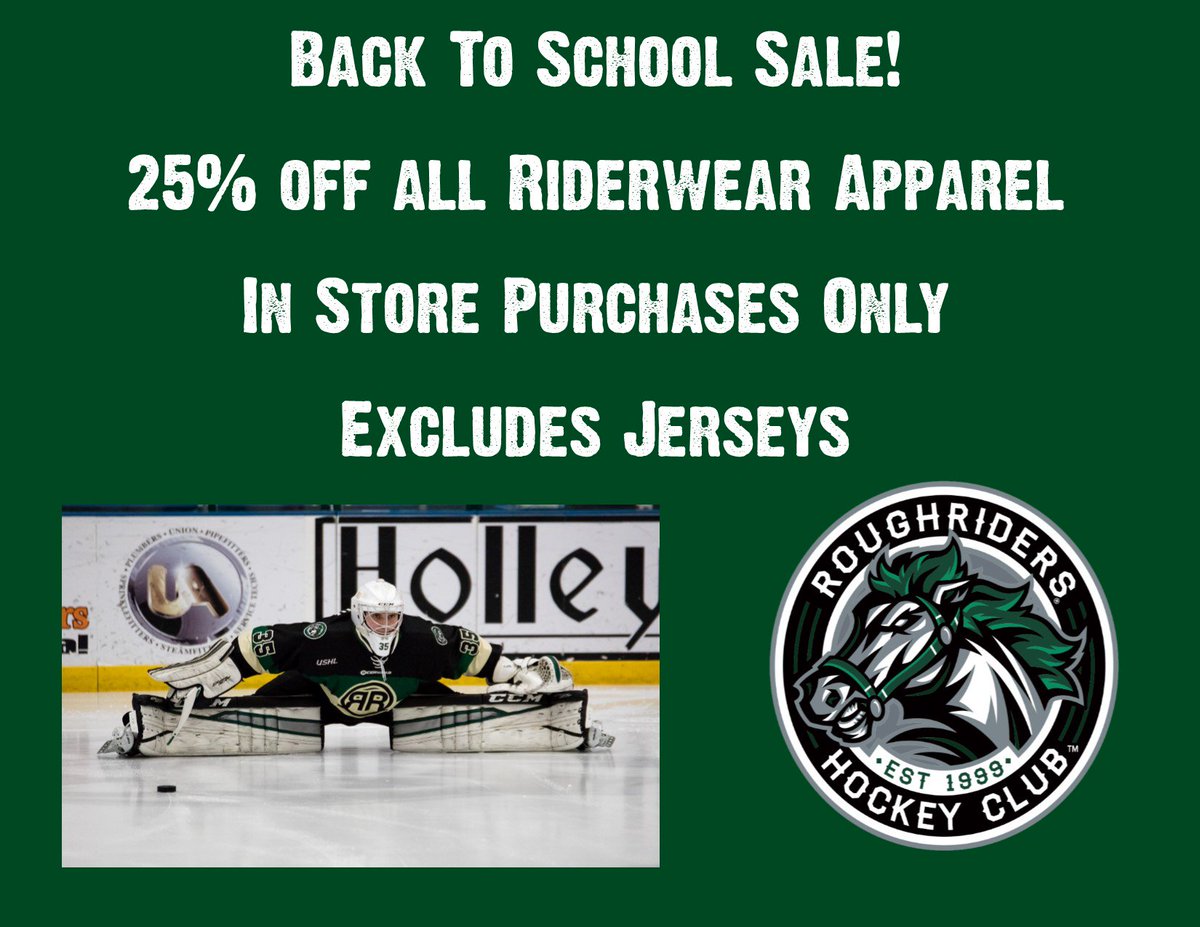 25% off Riderwear Apparel now through Friday! In Store only.  Get ready for school with your favorite Riderwear!