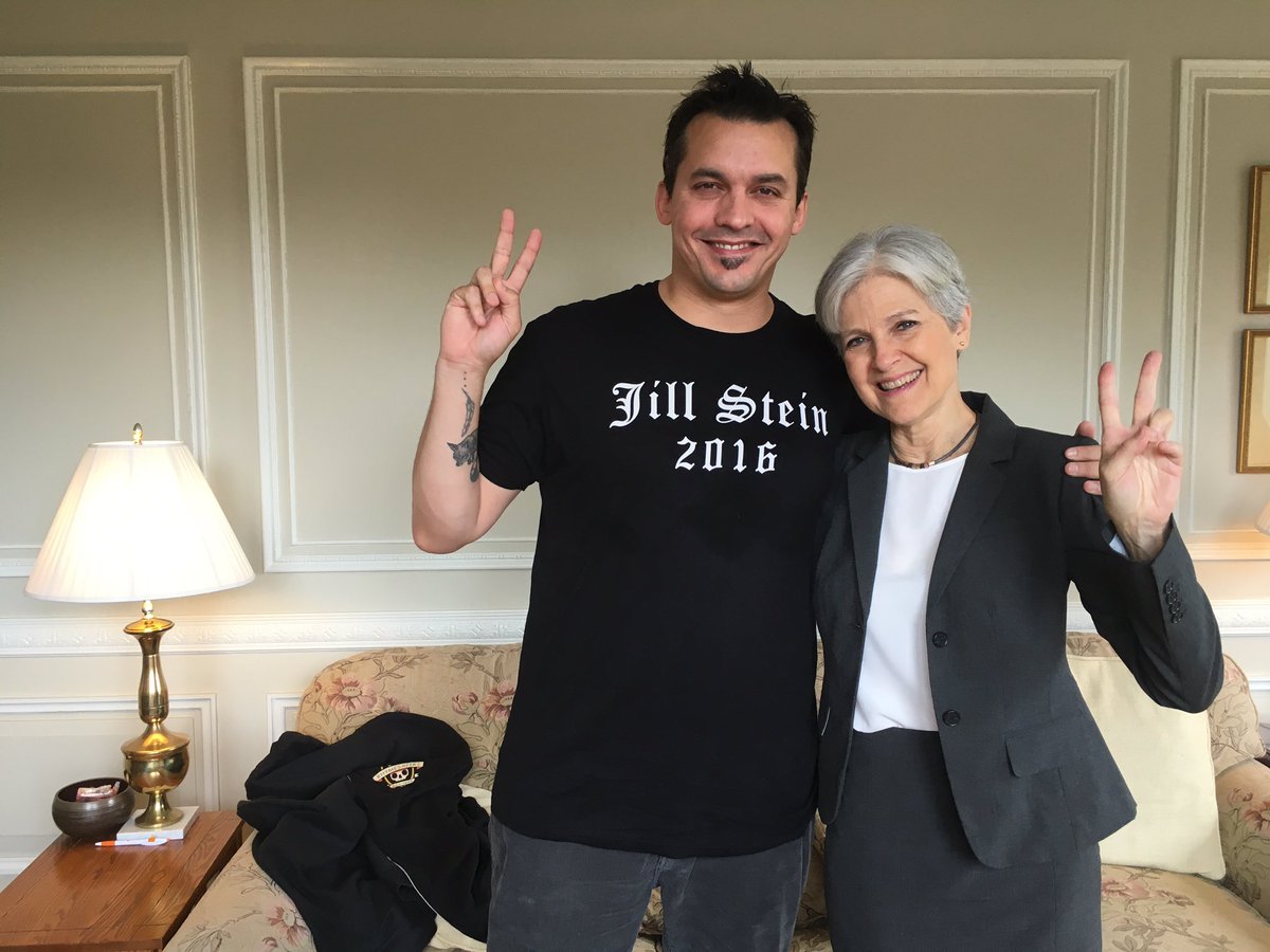 DrJillStein's tweet photo. Meeting with @atmosphere in Minneapolis before my 4pm rally! If you're in MN come on out: https://t.co/8989QZeHmx https://t.co/qQ3yV504DL