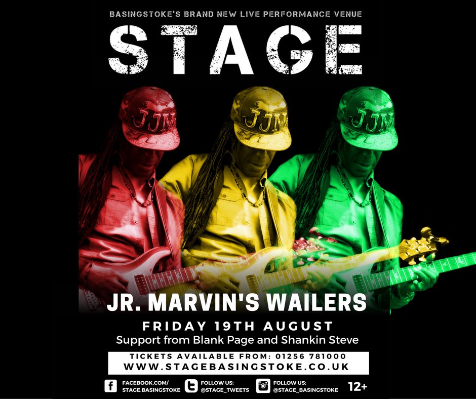 Friday 19 August stagebasingstoke.co.uk #Reggae #livemusic #BobMarley #hampshire #Basingstoke #stage #music