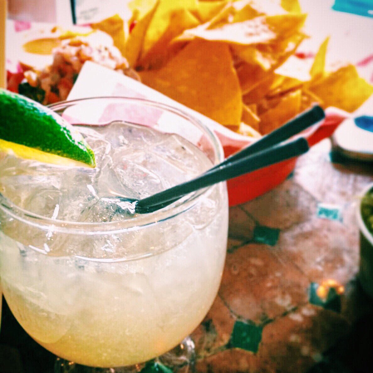 Back to basics. A nice margarita on the rocks and chips before feasting on $3 tamales all night long. #UStreetDC