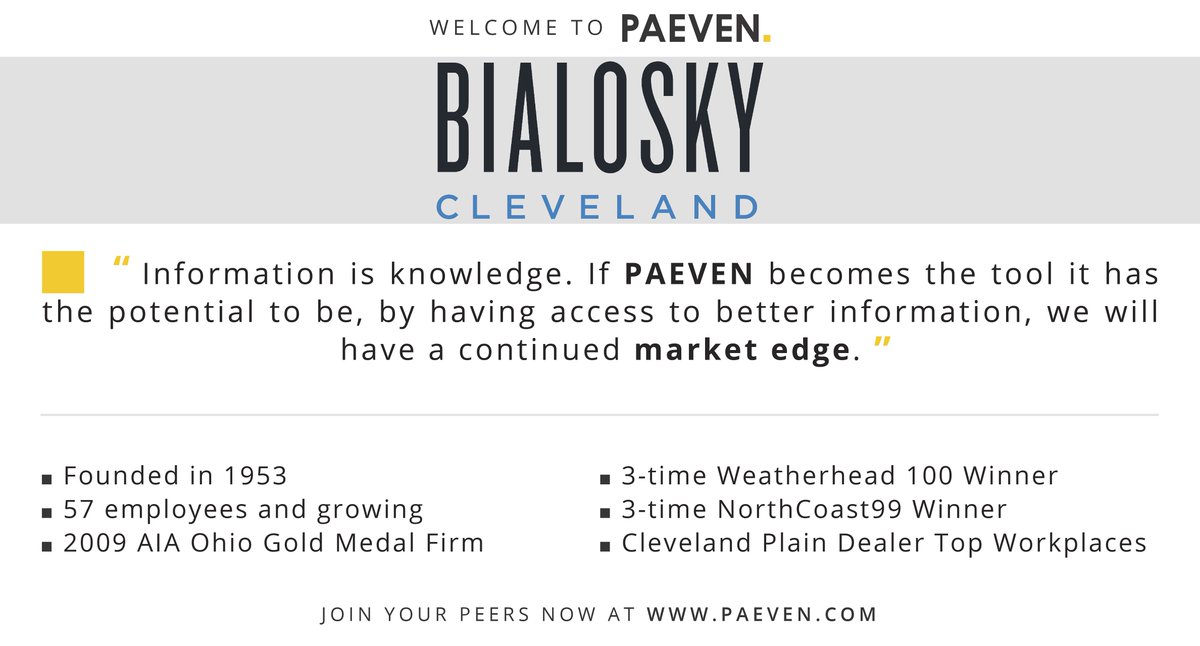 paevenbuzz's tweet photo. PAEVEN Member Spotlight: We're proud to welcome @Bialosky_Arch as a Founding Member #PAEVENspotlight https://t.co/FdBMH4tb1z