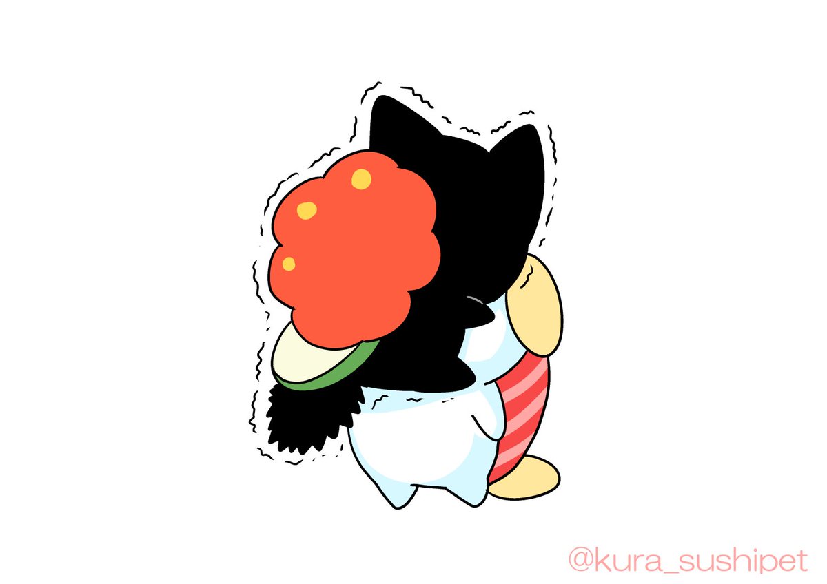 「うんうん、雷すごかったねえ～怖かったねえ～。
もう大丈夫だよ～鳴ってないよ～。
」|すしペットのイラスト