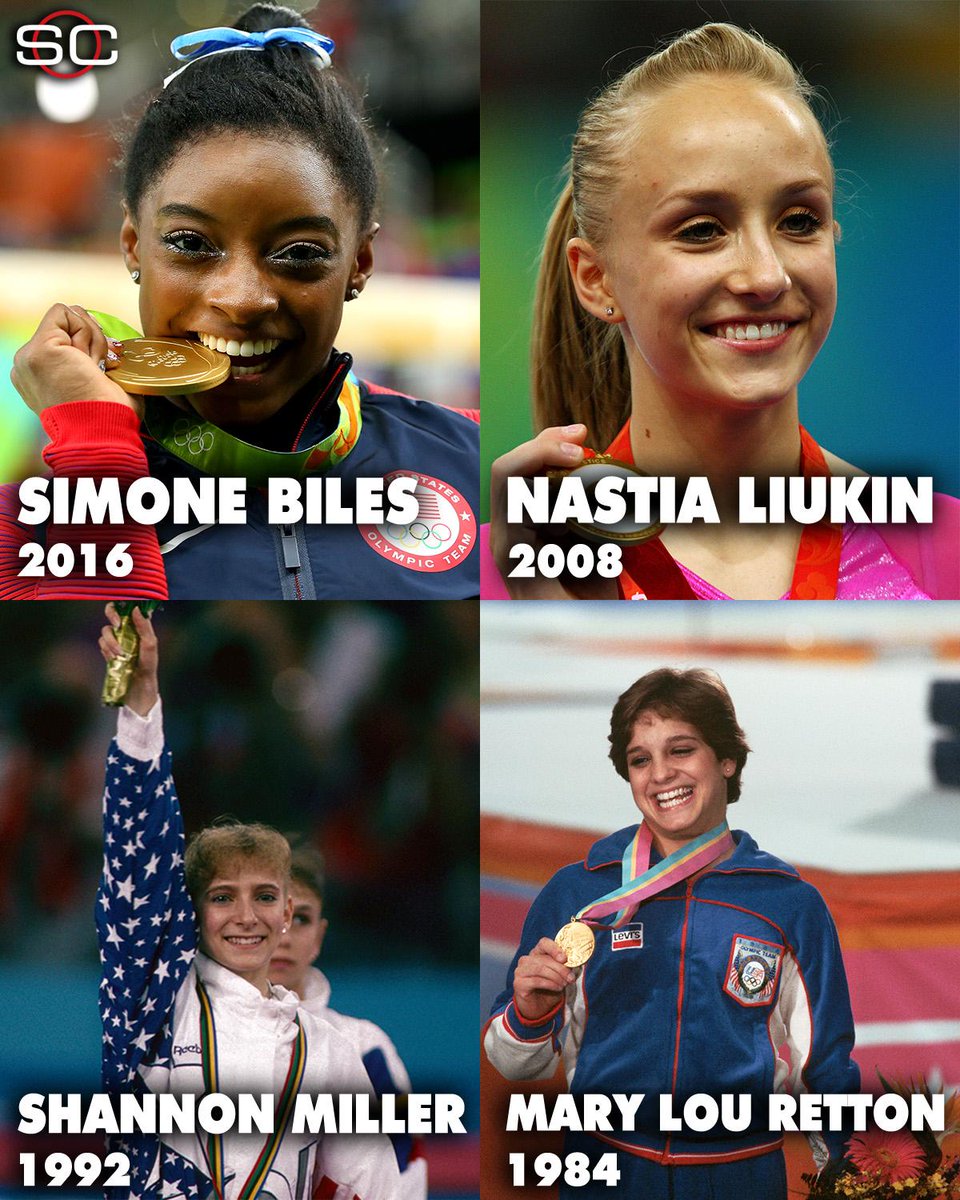 SportsCenter's tweet photo. With her 5th medal, Simone Biles is now tied for most medals by U.S. female gymnast at a single Olympics. https://t.co/6jKJOsI9iz